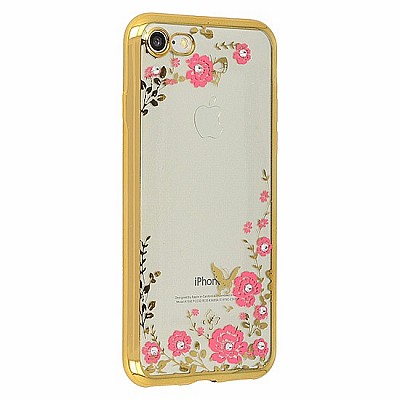 Zadní silikonové pouzdro/obal Flower case Huawei Y6/Y6 Prime 2018 zlatý