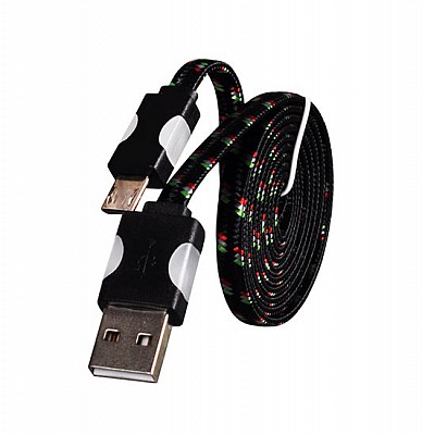 Šňůrkový datový kabel USB typu C s LED konektory 1 m černý