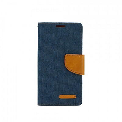 Knížkové flipové pouzdro/obal Canvas book case pro Iphone 5/5S/5SE modré