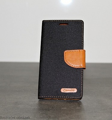 Knížkové flipové pouzdro/obal Canvas book case pro Iphone 5/5S/5SE černé