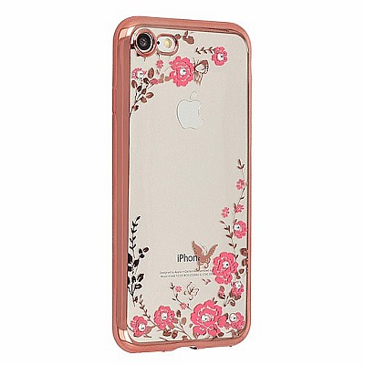 Zadní silikonové pouzdro/obal Flower case Huawei Y7 Prime 2018 růžové