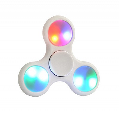 Fidget Spinner - LED - 3 ramenný - bílý