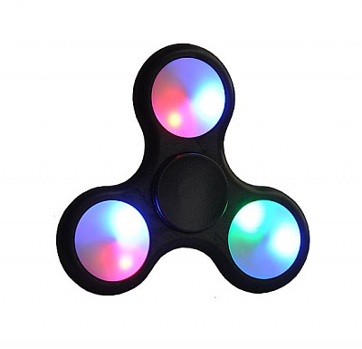 Fidget Spinner - LED - 3 ramenný - černý