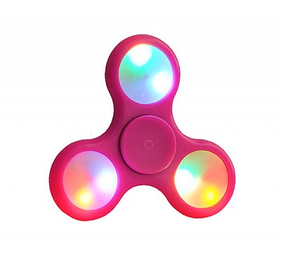 Fidget Spinner - LED - 3 ramenný - růžový