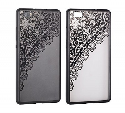 Zadní silikonový kryt/obal Lace case design 2 pro Huawei P10 černý