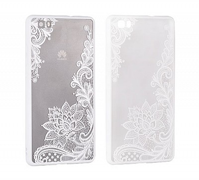 Zadní silikonový kryt/obal Lace case design 4 pro Huawei P10 bílý