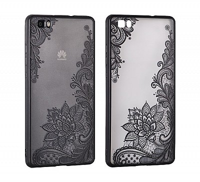 Zadní silikonový kryt/obal Lace case design 4 pro Huawei P10 černý