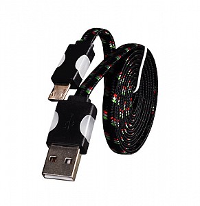 Šňůrkový datový kabel USB typu C s LED konektory 1 m černý