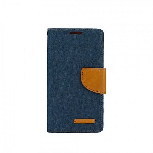 Knížkové flipové pouzdro/obal Canvas book case pro Samsung Galaxy S7 Edge tmavě modrý