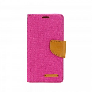 Knížkové flipové pouzdro/obal Canvas book case pro Iphone 5/5S/5SE růžové