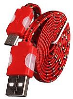 Šňůrkový datový kabel MicroUSB s LED konektory 1 m červený