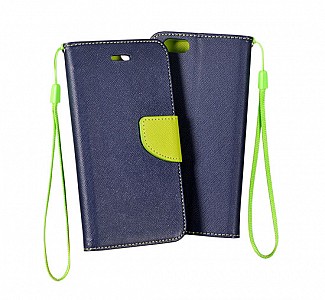 Pouzdro / obal Fancy Diary pro iPhone 4/4s - modrá/limetka