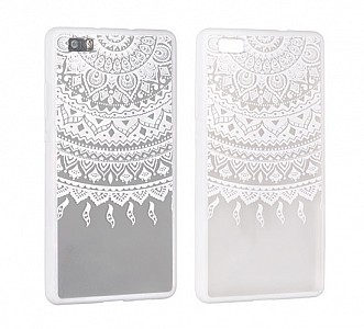 Zadní silikonový kryt/obal Lace case design 1 pro Huawei P8 Lite bílý