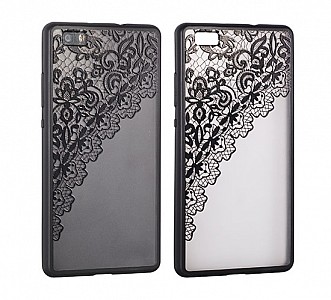 Zadní silikonový kryt/obal Lace case design 2 pro Huawei P9 Lite černý