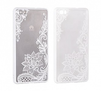 Zadní silikonový kryt/obal Lace case design 4 pro Huawei P9 Lite bílý