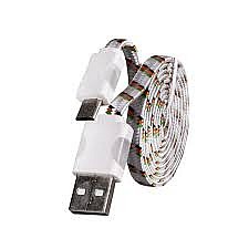 Šňůrkový datový kabel MicroUSB s LED konektory bílý